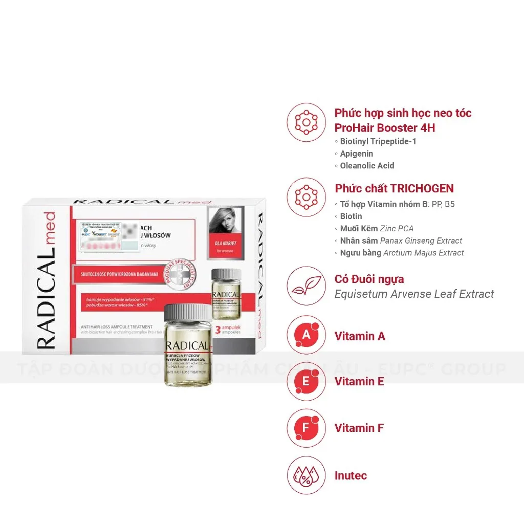 Tinh Chất Farmona Radical Med Anti Hair Loss Ampoule Treatment Hỗ Trợ Giảm Rụng Tóc Cho Nữ 3x5ml 5