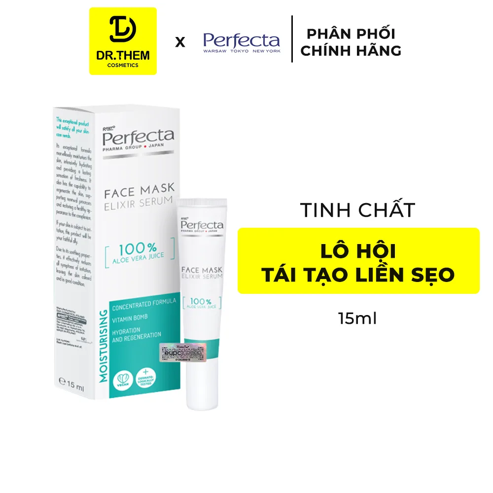 Tinh Chất Lô Hội Perfecta Face Mask Elixir Serum 100% Aloe Vera Juice Hỗ Trợ Làm Mờ Sẹo Dưỡng Ẩm 15ml 2