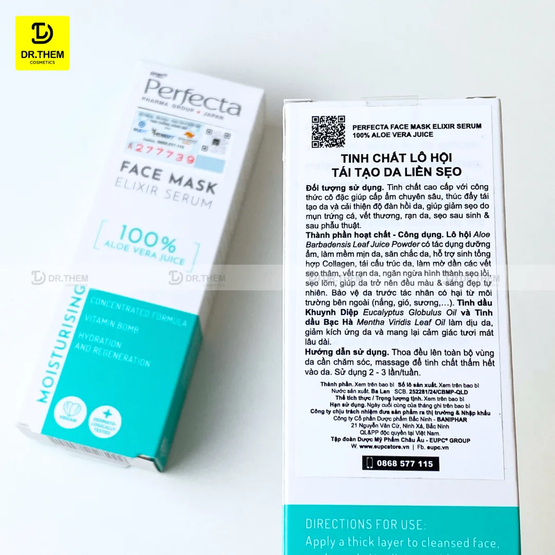 Tinh Chất Lô Hội Perfecta Face Mask Elixir Serum 100% Aloe Vera Juice Hỗ Trợ Làm Mờ Sẹo Dưỡng Ẩm 15ml 5