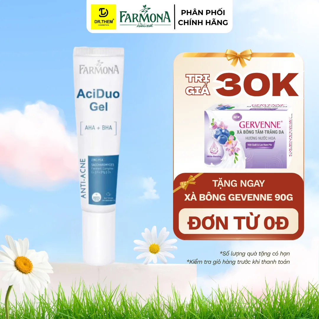 Gel Chấm Mụn Farmona AciDuo AHA BHA Zinc Hỗ Trợ Giảm Mụn Trứng Cá Làm Sạch Lỗ Chân Lông Cho Da Dầu 15ml