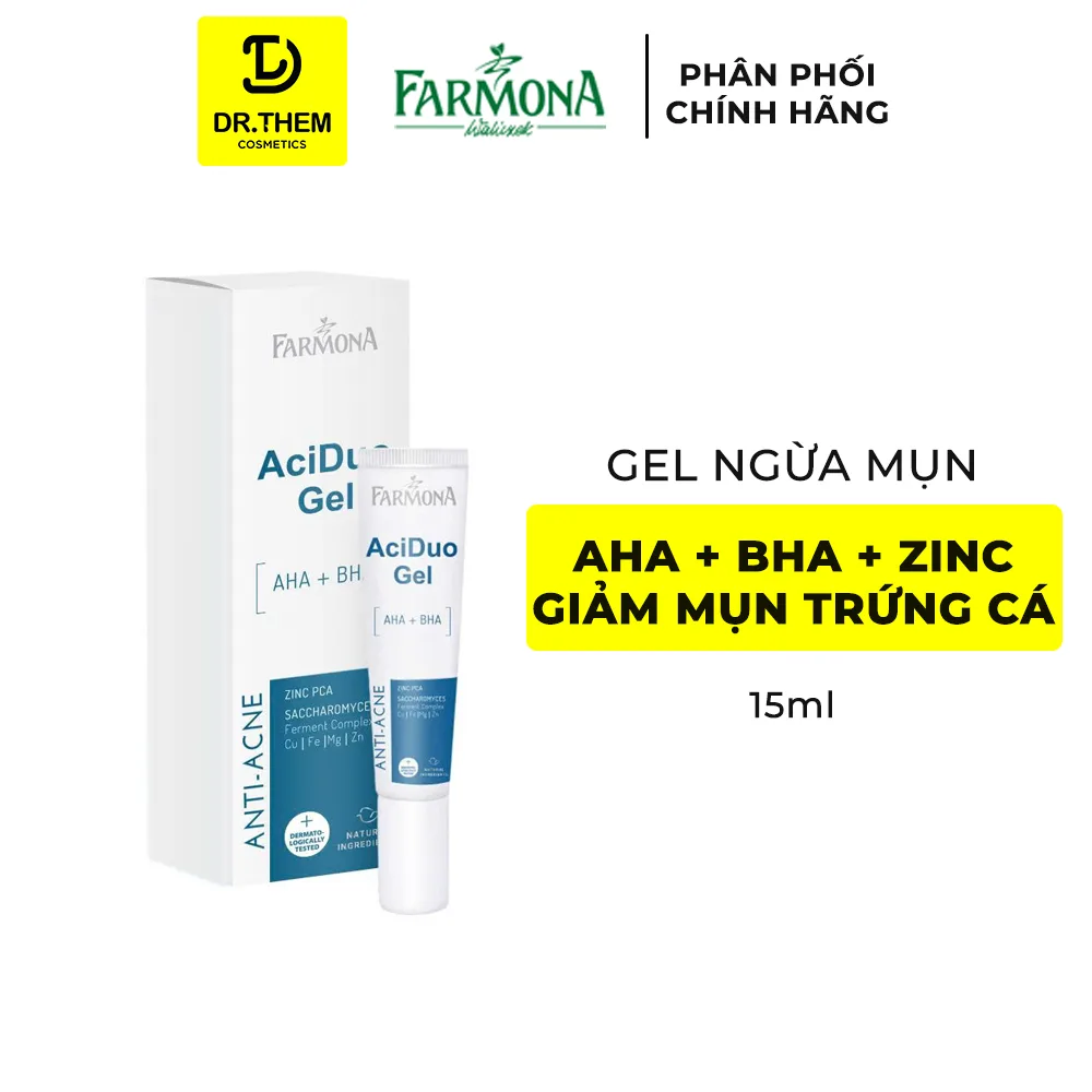 Gel Chấm Mụn Farmona AciDuo AHA BHA Zinc Hỗ Trợ Giảm Mụn Trứng Cá Làm Sạch Lỗ Chân Lông Cho Da Dầu 15ml 2
