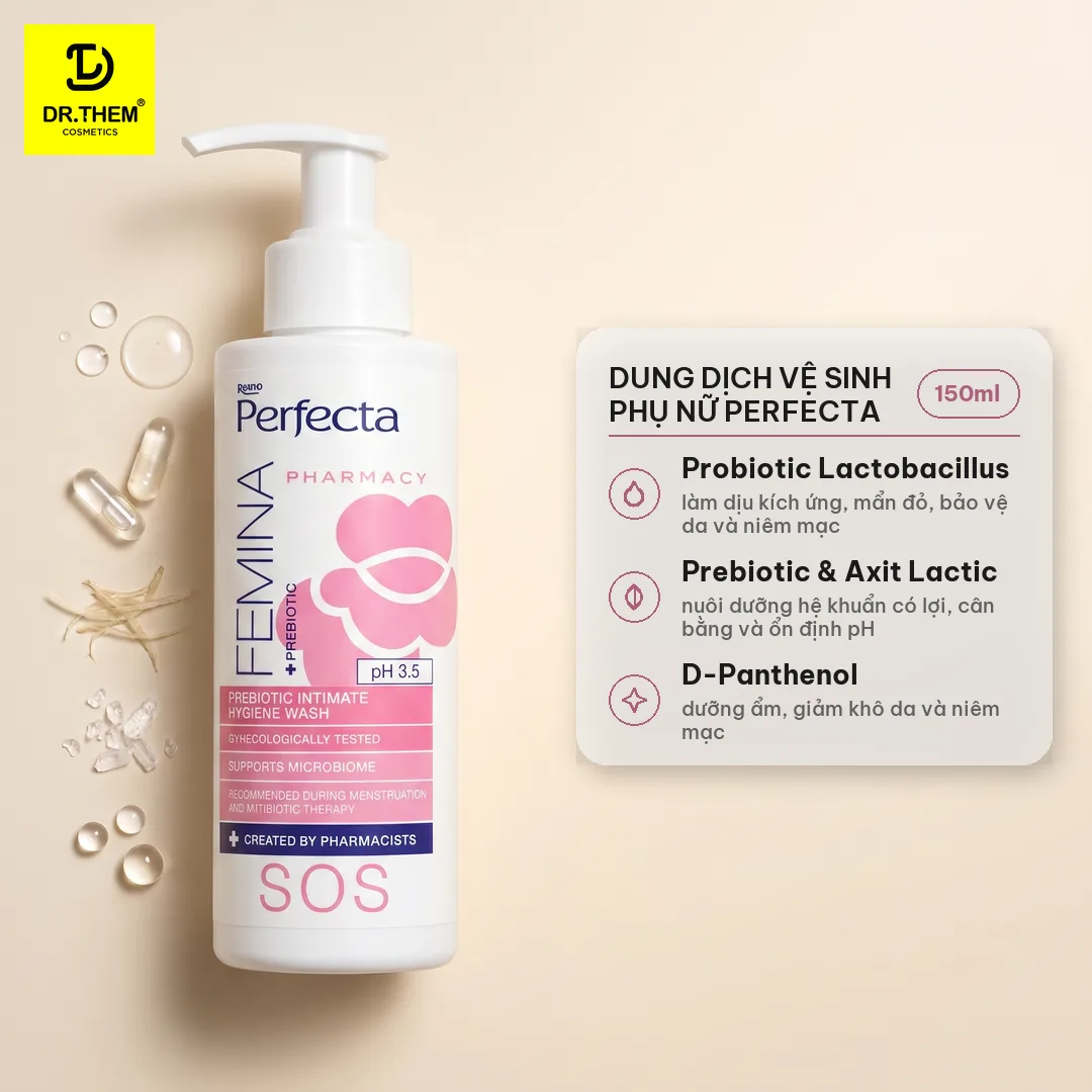 Dung Dịch Vệ Sinh Phụ Nữ Perfecta Femina SOS Probiotic Làm Sạch Dịu Nhẹ Hỗ Trợ Giảm Kích Ứng Mẩn Đỏ 150ml 2