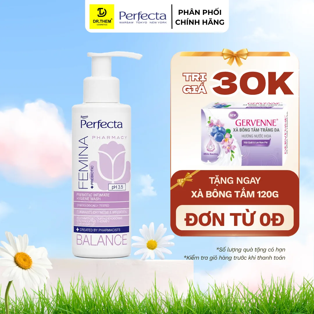 Dung Dịch Vệ Sinh Phụ Nữ Perfecta Femina Balance Probiotic Dịu Nhẹ Dưỡng Ẩm Cân Bằng pH Cho Da Nhạy Cảm 150ml