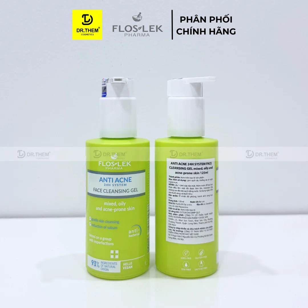 Sữa Rửa Mặt Floslek Anti Acne Bacterial Face Cleansing Gel Làm Sạch Sâu Kiềm Dầu Cho Da Dầu Mụn 125ml 6