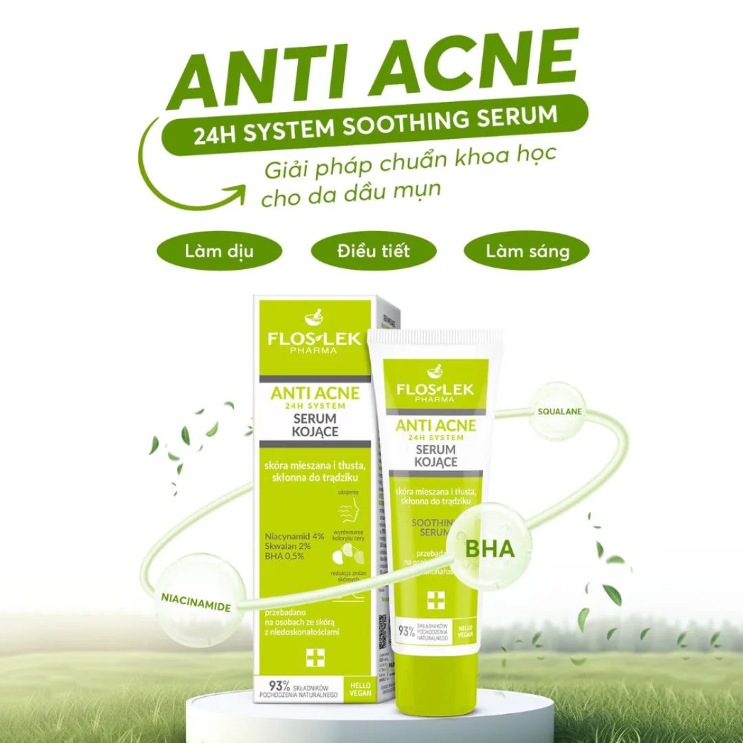 Combo Chăm Sóc Da Dầu Mụn Floslek Anti Acne Mua 3 Tặng 1 Sữa Rửa Mặt Serum Kem Dưỡng Và Gel Chấm Mụn 3