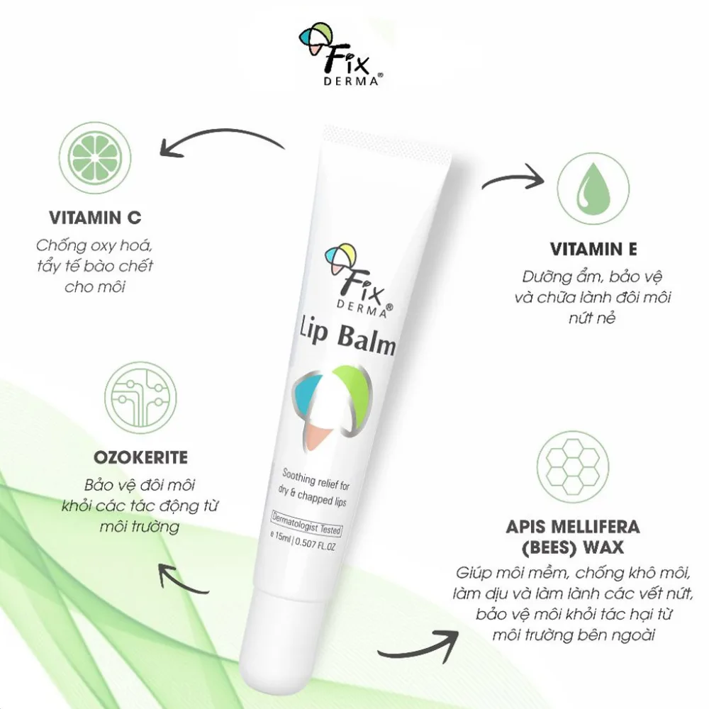 Son Dưỡng Môi Fixderma Lip Balm Dưỡng Ẩm Chuyên Sâu Giúp Giảm Khô Nứt Nẻ Cho Đôi Môi Mềm Mại 15g 2