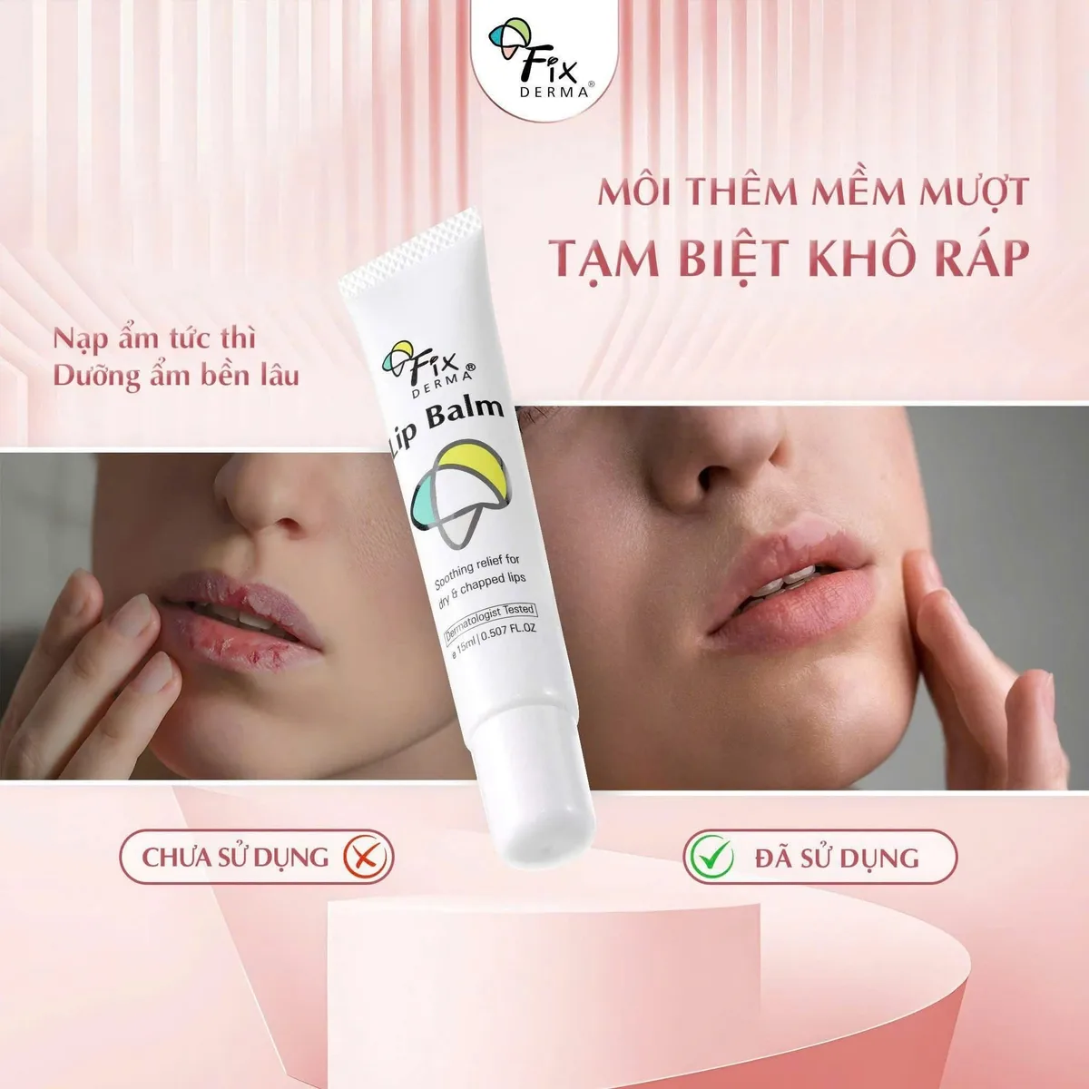Son Dưỡng Môi Fixderma Lip Balm Dưỡng Ẩm Chuyên Sâu Giúp Giảm Khô Nứt Nẻ Cho Đôi Môi Mềm Mại 15g 3