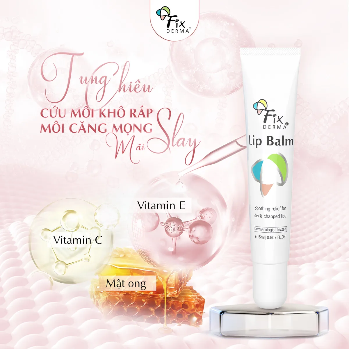 Son Dưỡng Môi Fixderma Lip Balm Dưỡng Ẩm Chuyên Sâu Giúp Giảm Khô Nứt Nẻ Cho Đôi Môi Mềm Mại 15g 4