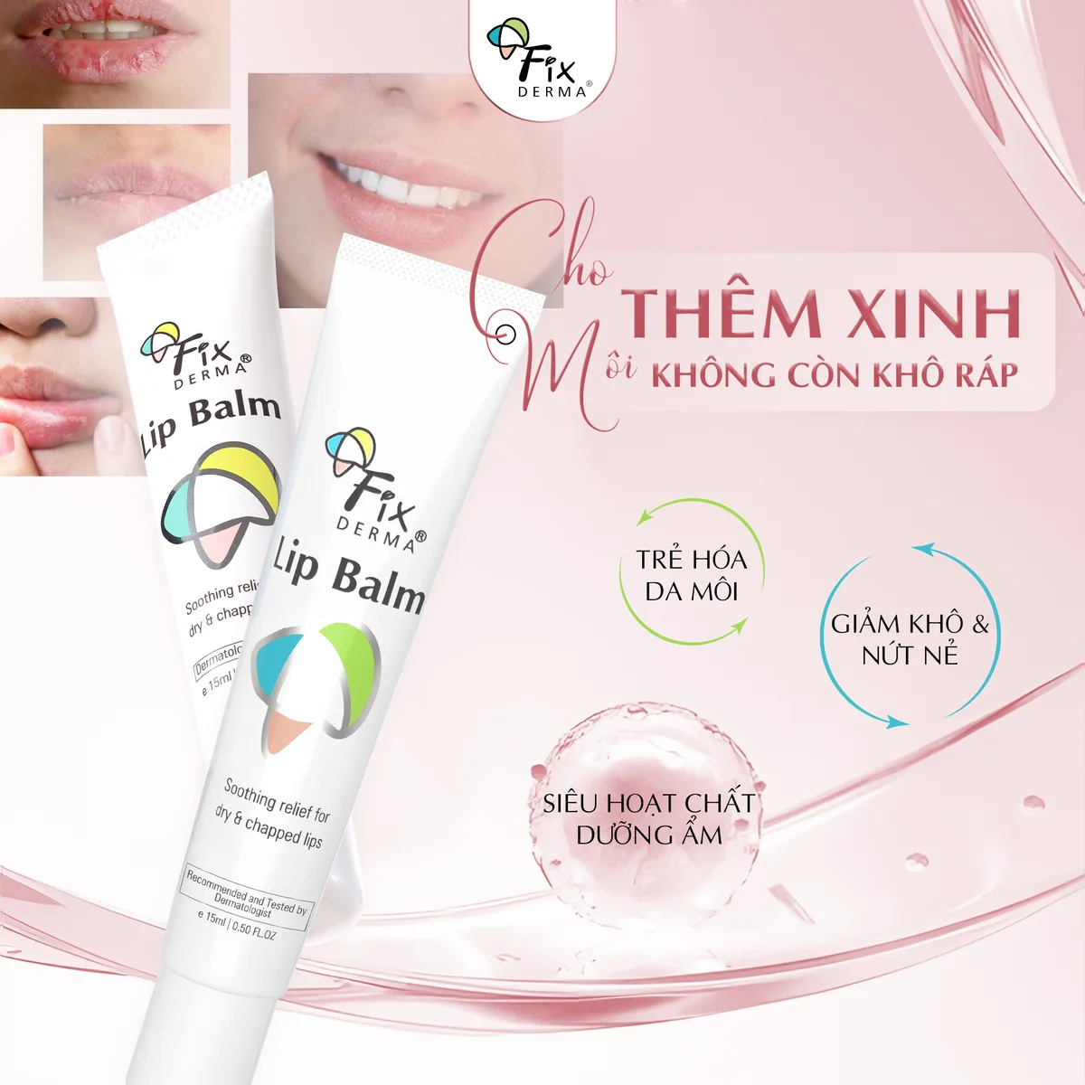 Son Dưỡng Môi Fixderma Lip Balm Dưỡng Ẩm Chuyên Sâu Giúp Giảm Khô Nứt Nẻ Cho Đôi Môi Mềm Mại 15g 5