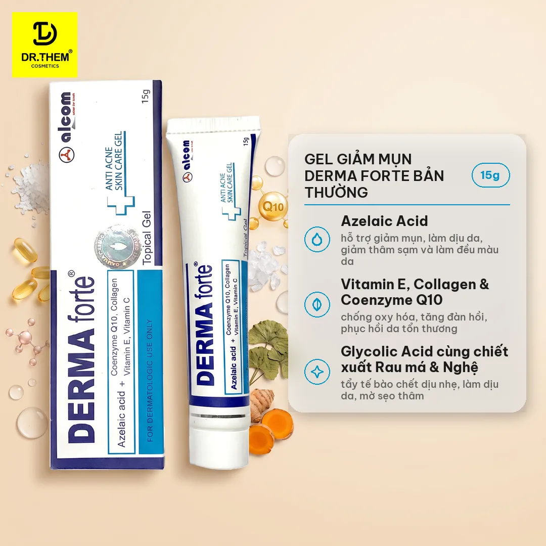 Gel Giảm Mụn Alcom Derma Forte Bản Thường Azelaic Acid Và Bản Advanced Tazarotene Hỗ Trợ Giảm Mụn Mờ Thâm 15g 4