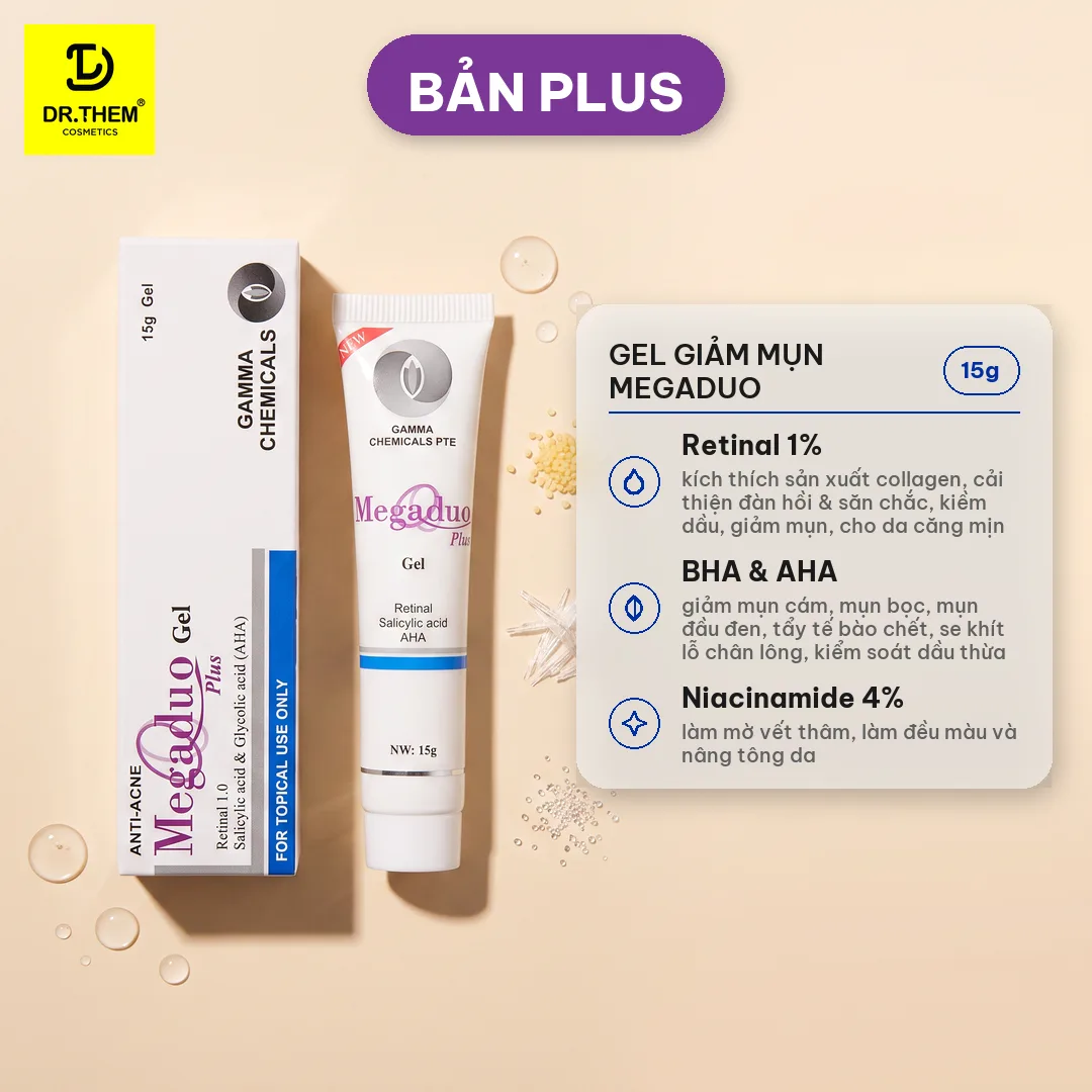 Gel Giảm Mụn Megaduo Bản Thường Azelaic Và AHA Bản Plus Retinal Salicylic AHA Hỗ Trợ Giảm Mụn Mờ Thâm 15g 3