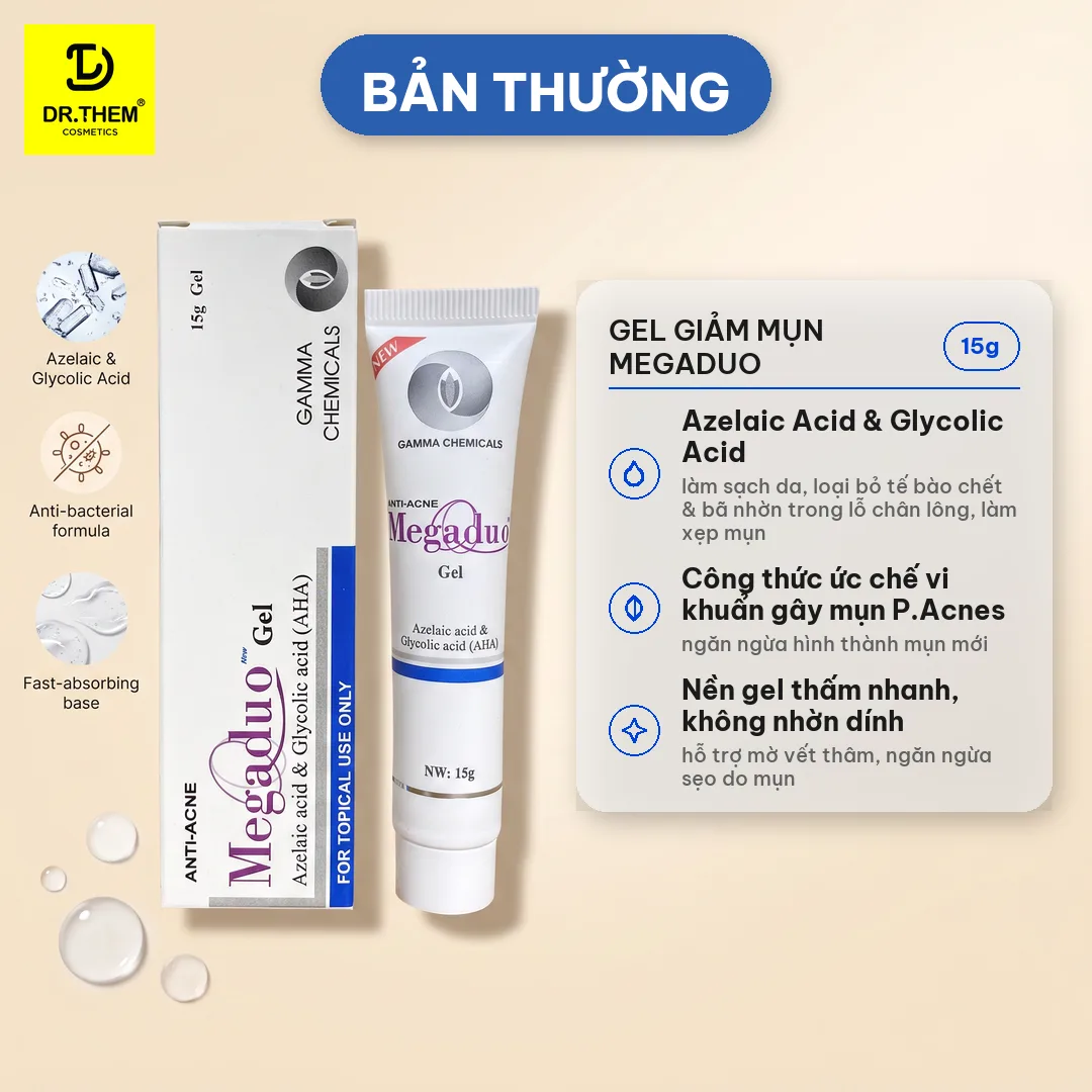 Gel Giảm Mụn Megaduo Bản Thường Azelaic Và AHA Bản Plus Retinal Salicylic AHA Hỗ Trợ Giảm Mụn Mờ Thâm 15g 4