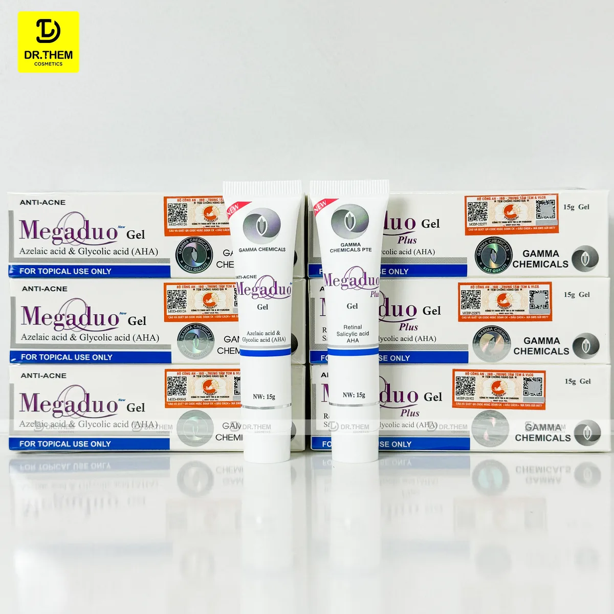 Gel Giảm Mụn Megaduo Bản Thường Azelaic Và AHA Bản Plus Retinal Salicylic AHA Hỗ Trợ Giảm Mụn Mờ Thâm 15g 5