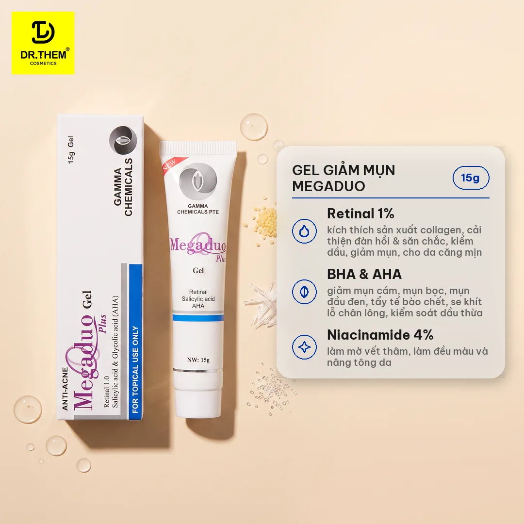 Gel Giảm Mụn Megaduo Bản Thường Azelaic Và AHA Bản Plus Retinal Salicylic AHA Hỗ Trợ Giảm Mụn Mờ Thâm 15g 6