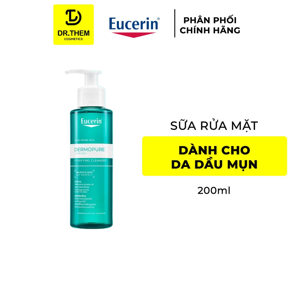 Gel Rửa Mặt Eucerin Dermopure Clinical Purifying Cleanser Làm Sạch Bã Nhờn Cho Da Nhờn Mụn 75ml 200ml 400ml 7