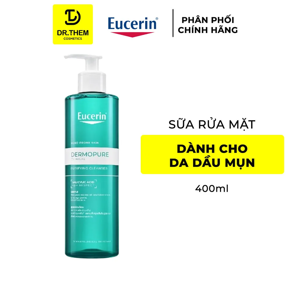 Gel Rửa Mặt Eucerin Dermopure Clinical Purifying Cleanser Làm Sạch Bã Nhờn Cho Da Nhờn Mụn 75ml 200ml 400ml 8