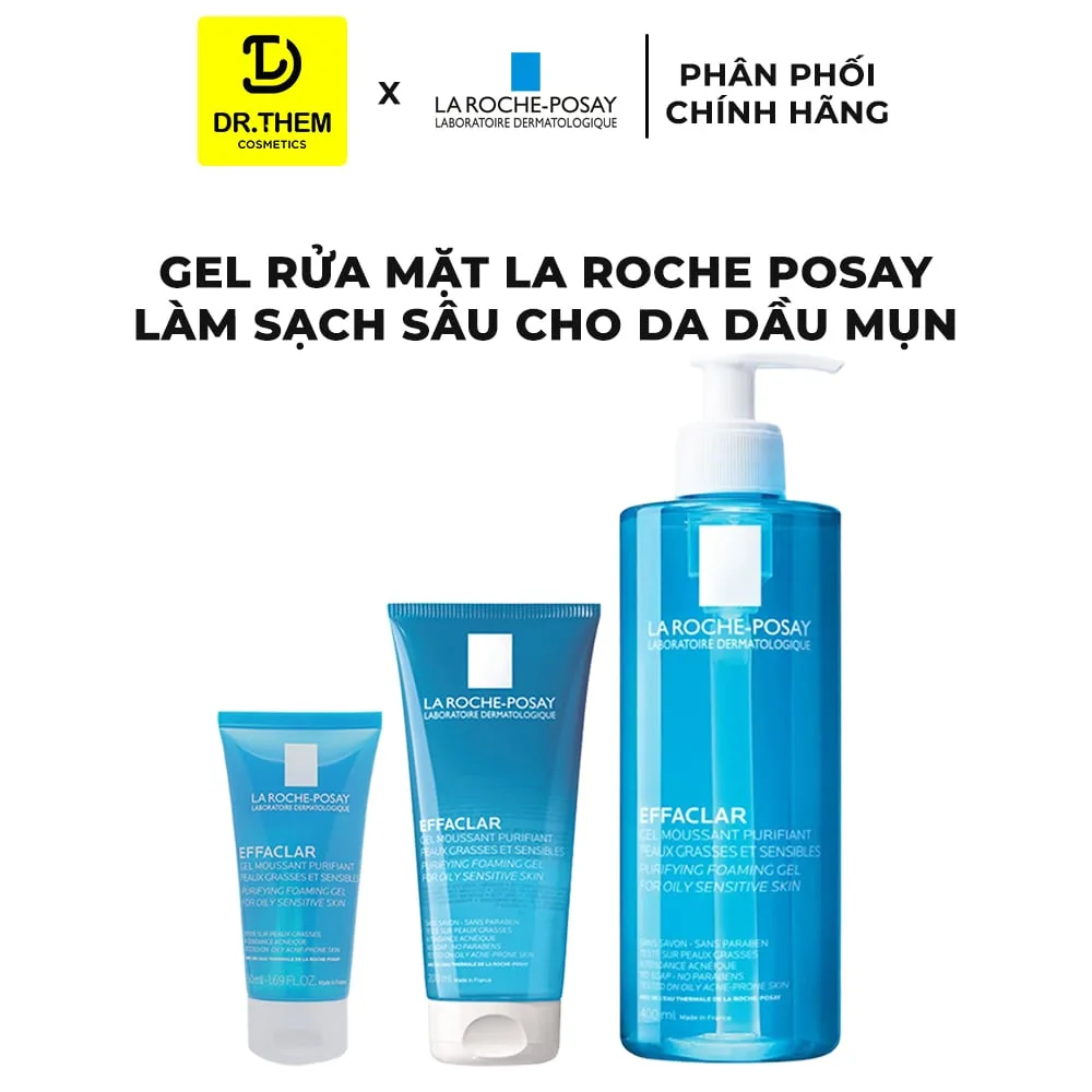 Gel Rửa Mặt La Roche Posay Effaclar Purifying Foaming Gel Làm Sạch Kiềm Dầu Cho Da Dầu Mụn Nhạy Cảm 200ml