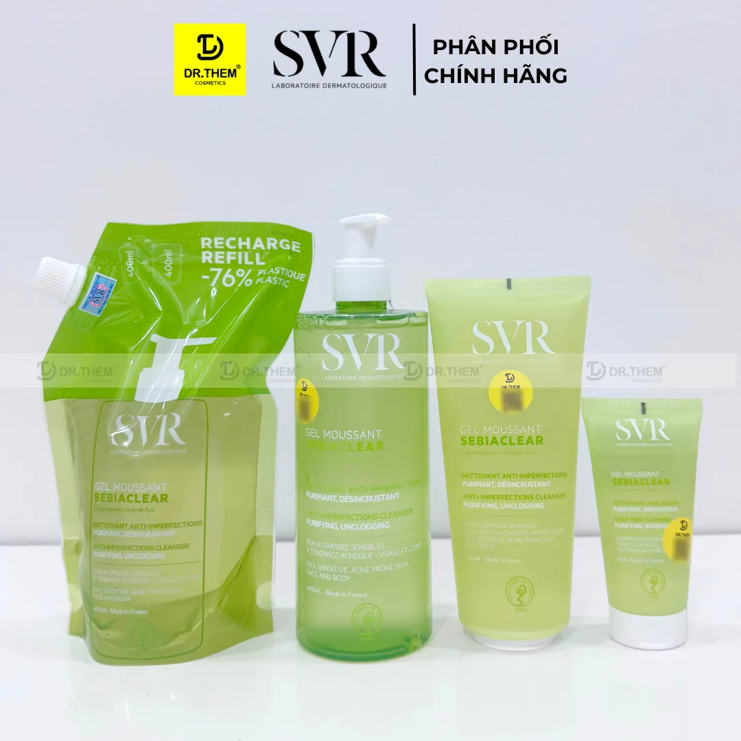 Gel Rửa Mặt SVR Sebiaclear Gel Moussant Không Xà Phòng Hỗ Trợ Giảm Mụn Kiềm Dầu Cho Da Dầu 55ml 200ml 400ml 4