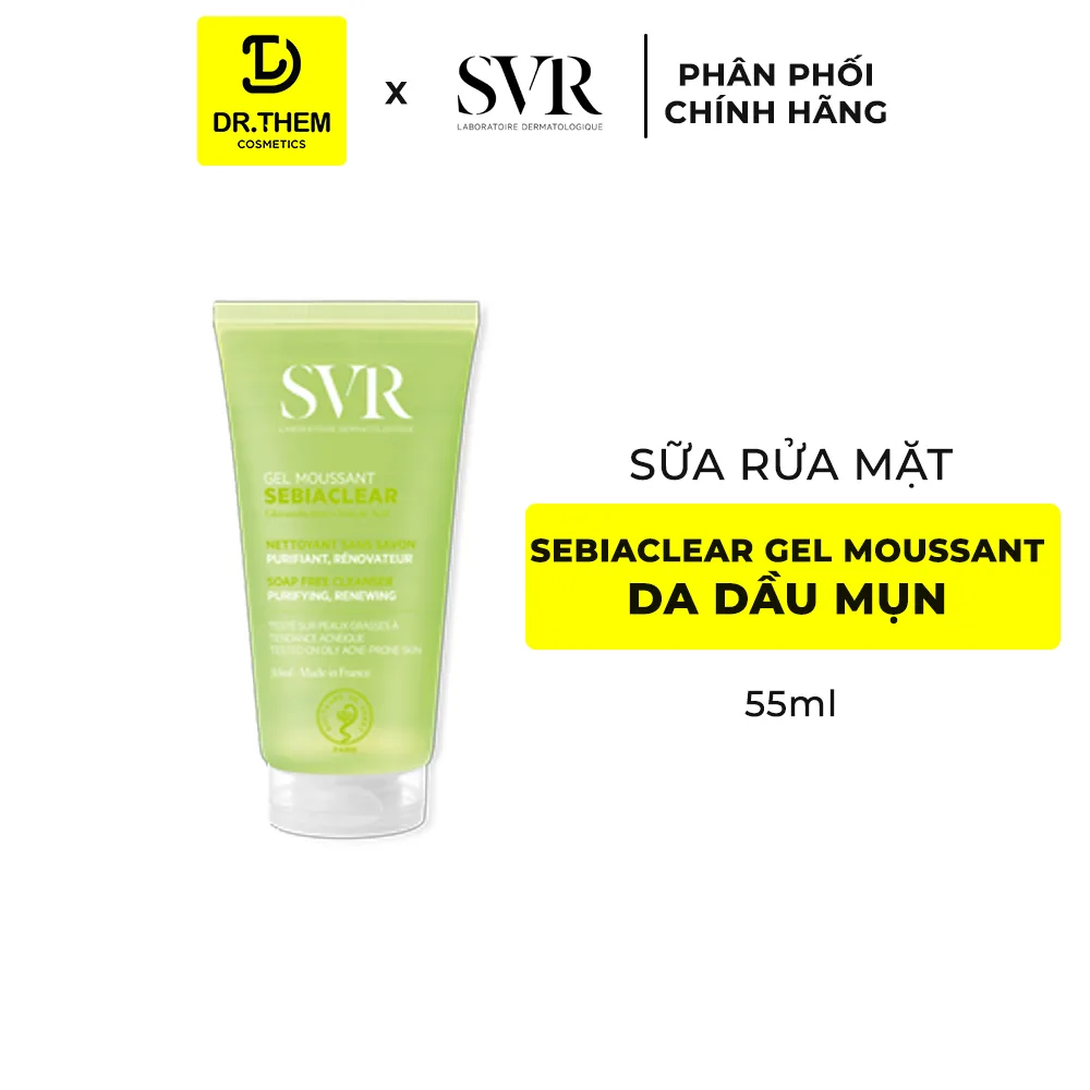 Gel Rửa Mặt SVR Sebiaclear Gel Moussant Không Xà Phòng Hỗ Trợ Giảm Mụn Kiềm Dầu Cho Da Dầu 55ml 200ml 400ml 6