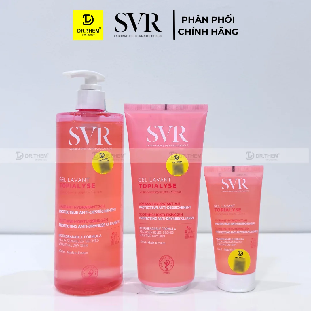Gel Rửa Mặt SVR Topialyse Gel Lavant Không Xà Phòng Làm Sạch Dịu Nhẹ Cho Da Khô Nhạy Cảm 55ml 200ml 400ml 3