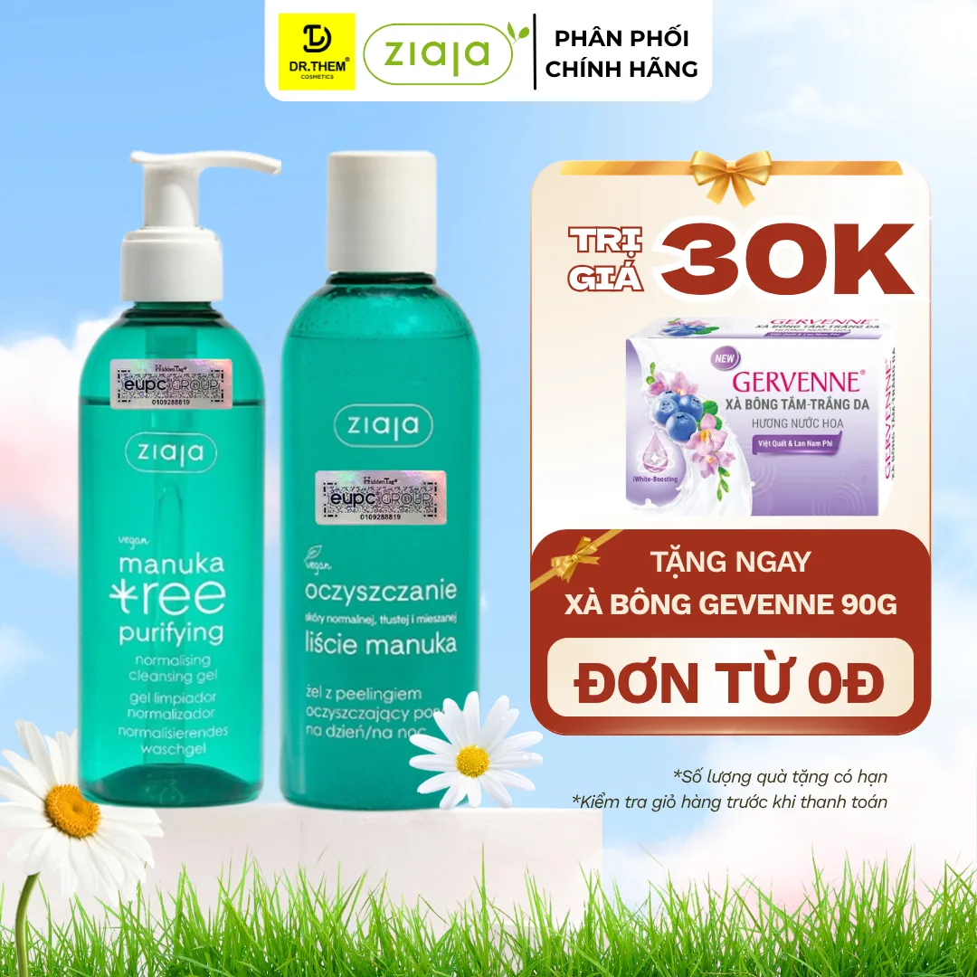 Gel Rửa Mặt Ziaja Manuka Tree Purifying Normalising Cleansing Gel Làm Sạch Sâu Điều Hòa Bã Nhờn 200ml