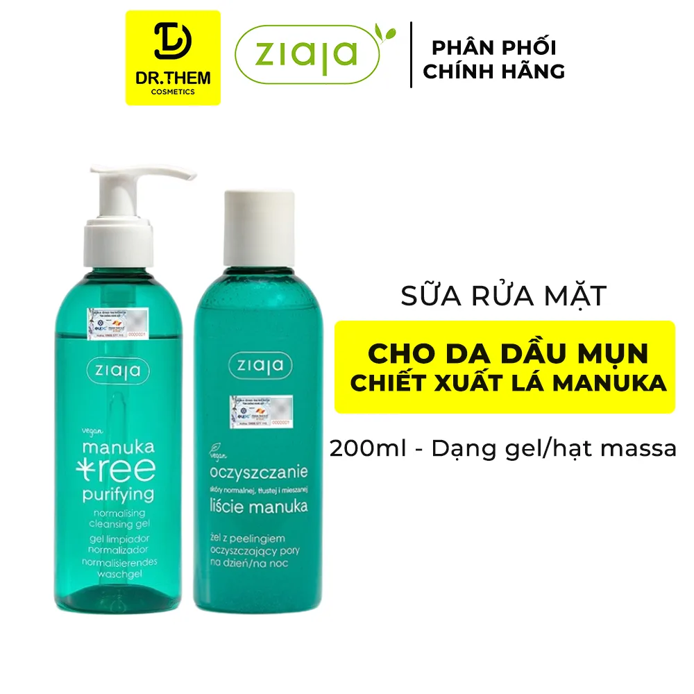 Gel Rửa Mặt Ziaja Manuka Tree Purifying Normalising Cleansing Gel Làm Sạch Sâu Điều Hòa Bã Nhờn 200ml 2