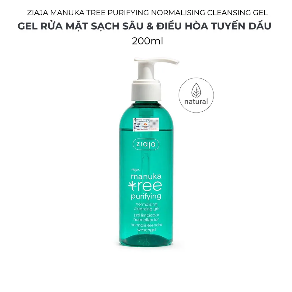 Gel Rửa Mặt Ziaja Manuka Tree Purifying Normalising Cleansing Gel Làm Sạch Sâu Điều Hòa Bã Nhờn 200ml 6