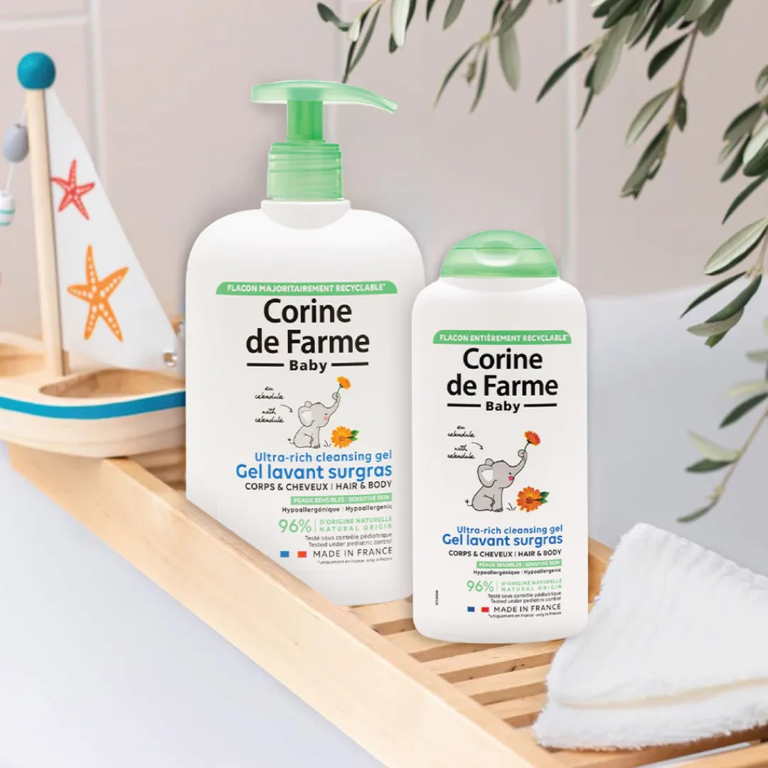 Gel Tắm Gội Cho Bé Corine De Farme Ultra Rich Cleansing Gel Làm Sạch Dịu Nhẹ Không Cay Mắt 250ml/500ml 7
