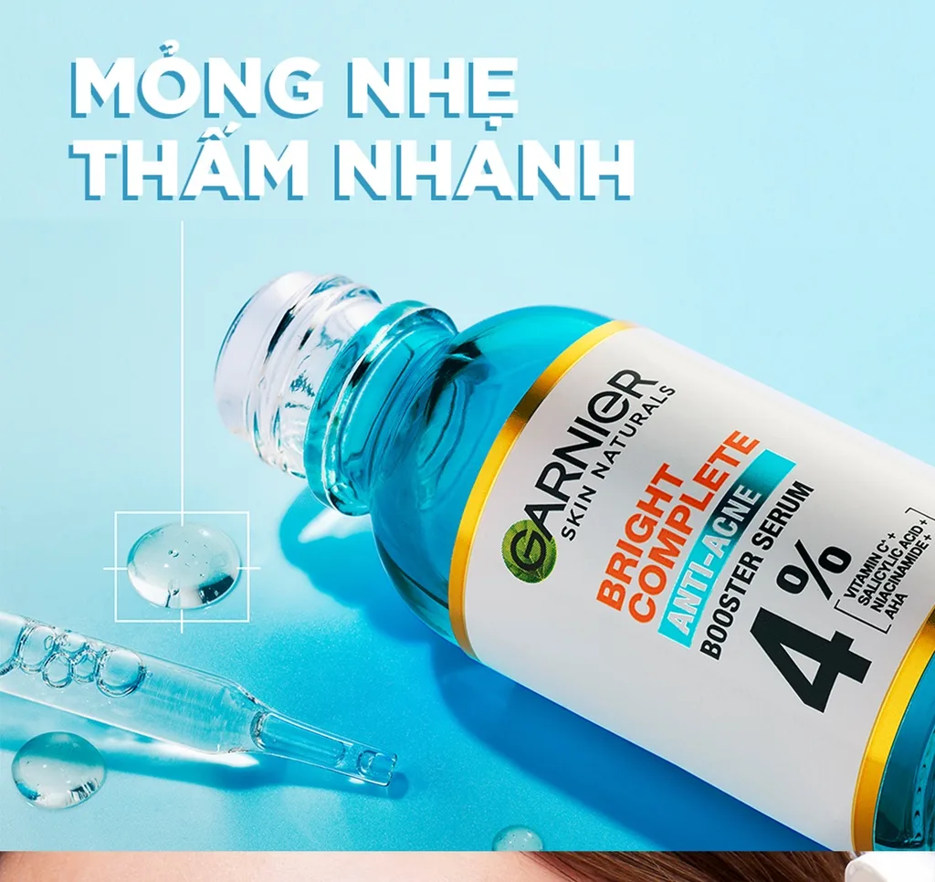 Serum Garnier Bright Anti Acne Booster Serum Hỗ Trợ Giảm Mụn Mờ Thâm Dưỡng Sáng Cho Da Dầu Mụn 30ml 4