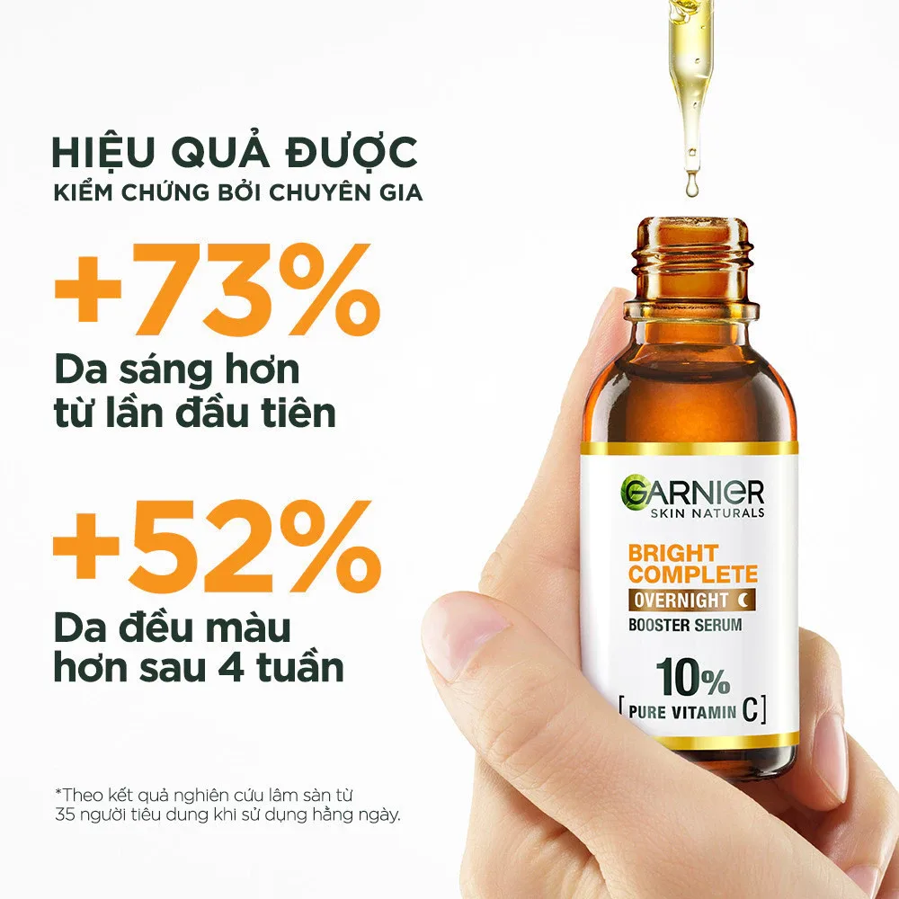 Serum Garnier Bright Complete 10% Pure Vitamin C Night Serum Dưỡng Sáng Da Hỗ Trợ Mờ Thâm Ban Đêm 30ml 4