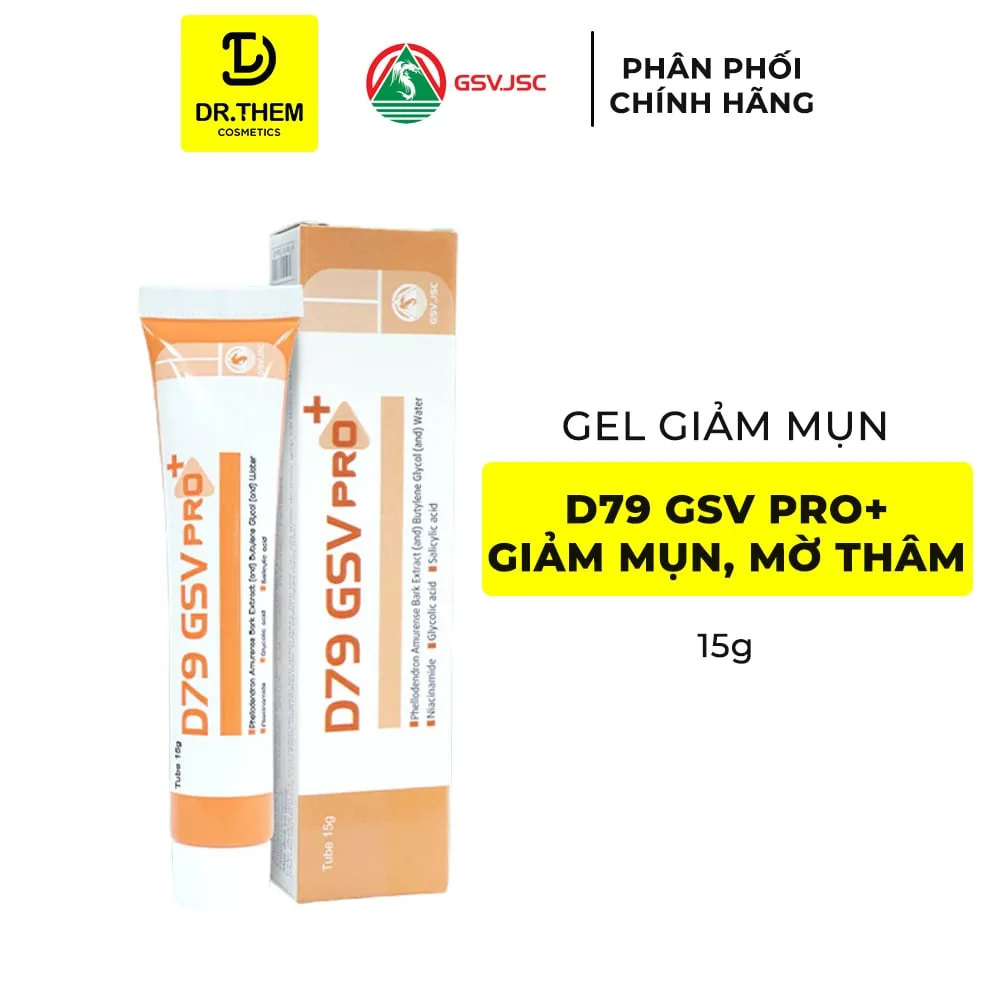 Gel Bôi Hỗ Trợ Giảm Mụn D79 GSV Pro+ Mờ Thâm Mụn Kiểm Soát Dầu Dưỡng Ẩm Với AHA BHA Niacinamide 15g