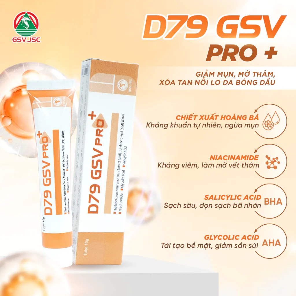 Gel Bôi Hỗ Trợ Giảm Mụn D79 GSV Pro+ Mờ Thâm Mụn Kiểm Soát Dầu Dưỡng Ẩm Với AHA BHA Niacinamide 15g 2