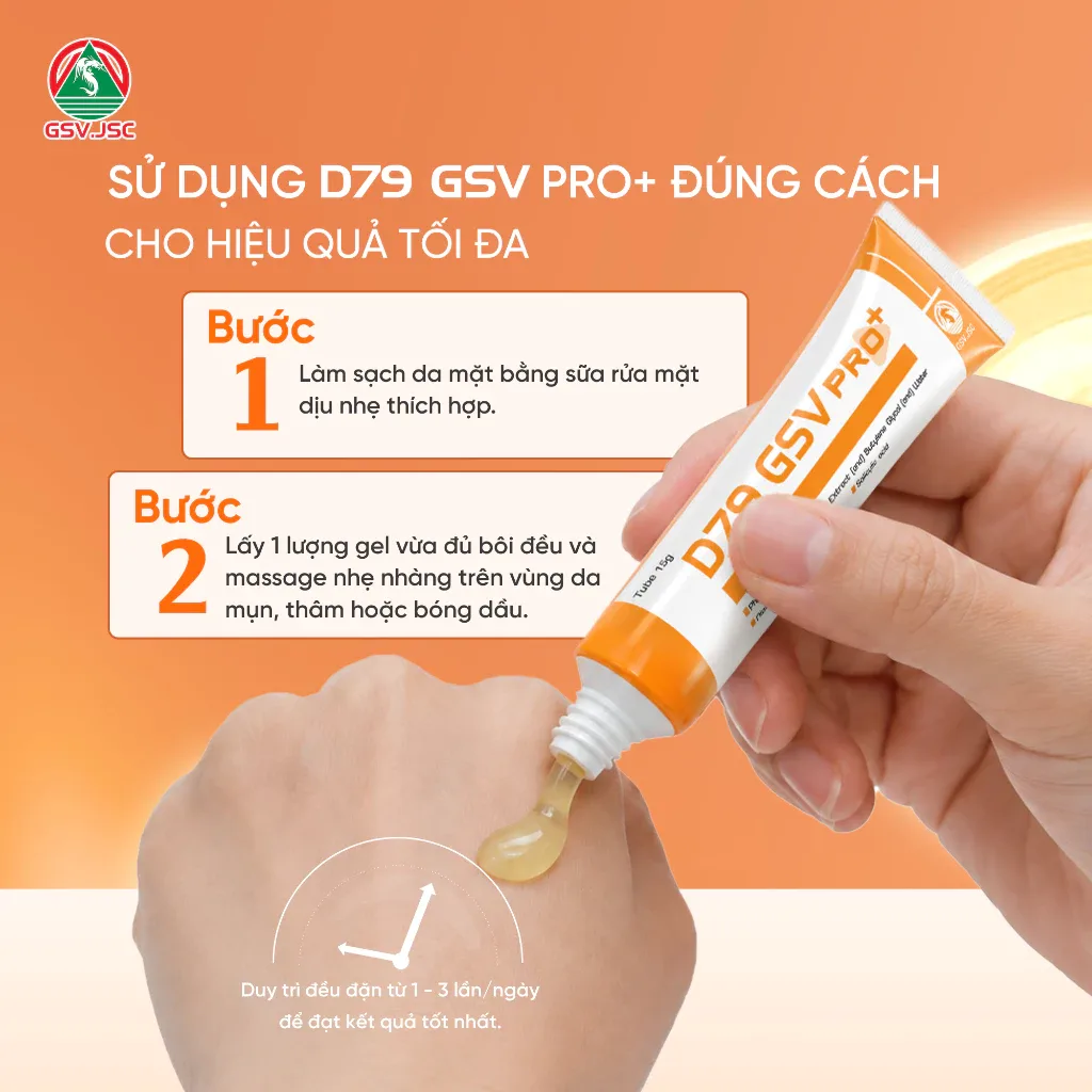 Gel Bôi Hỗ Trợ Giảm Mụn D79 GSV Pro+ Mờ Thâm Mụn Kiểm Soát Dầu Dưỡng Ẩm Với AHA BHA Niacinamide 15g 4