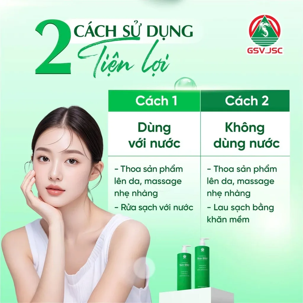 Sữa Rửa Mặt Và Tẩy Trang Skin GSV Cleansing Milk Làm Sạch Dịu Nhẹ Không Xà Phòng Cho Mọi Loại Da 500ml 5