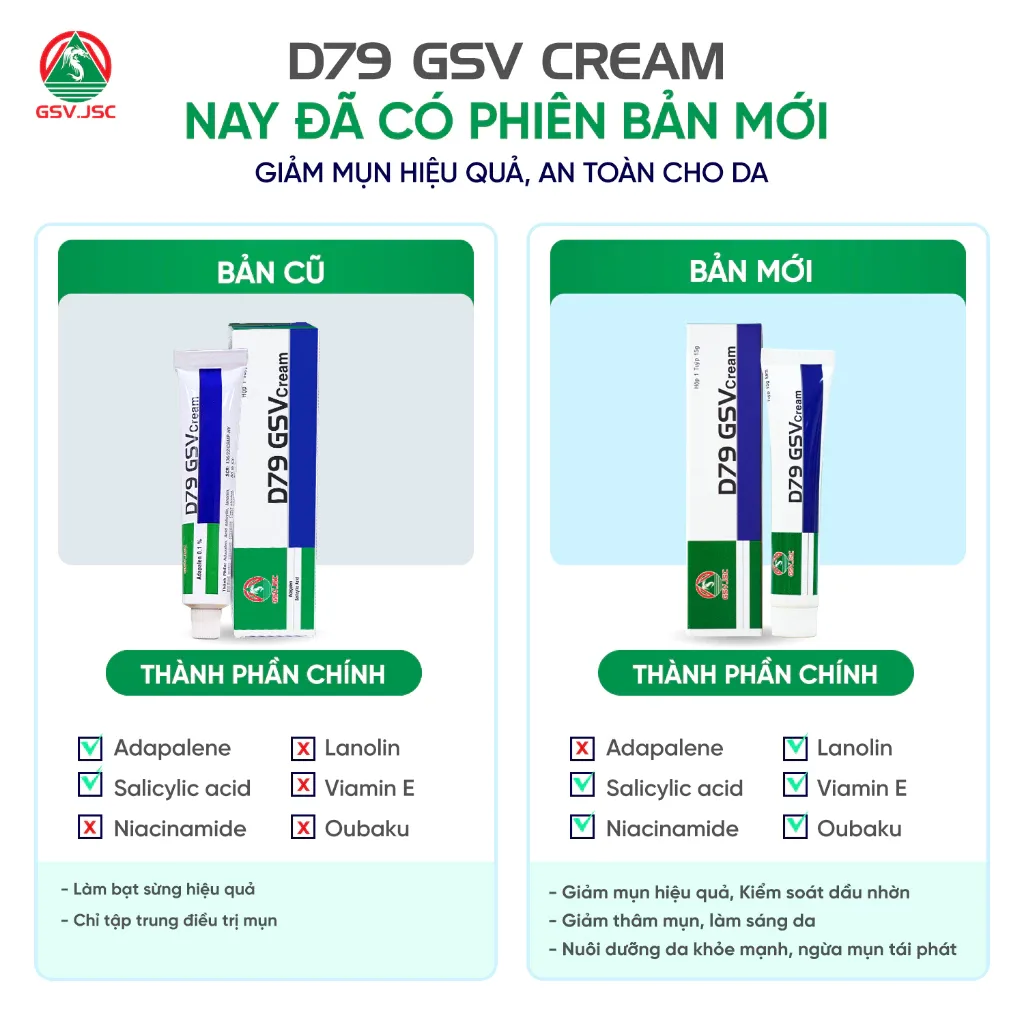 Kem Dưỡng D79 GSV Cream Hỗ Trợ Ngăn Ngừa Mụn Mờ Thâm Kiểm Soát Dầu Nhờn Cho Mặt Ngực Lưng 15g 4