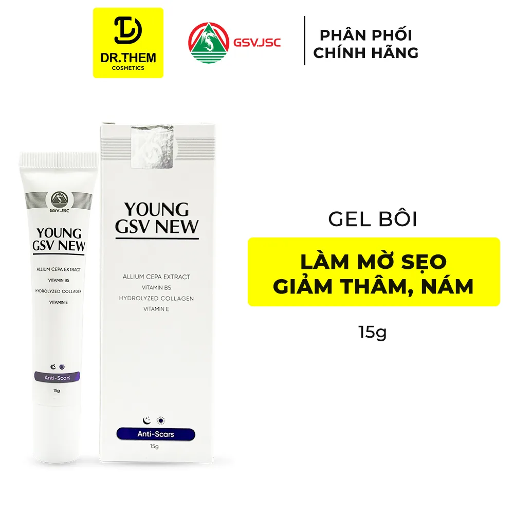 Gel Làm Mờ Sẹo Young GSV New Hỗ Trợ Giảm Thâm Mụn Sạm Nám Tái Tạo Da Với Allium Cepa Và Collagen 15g