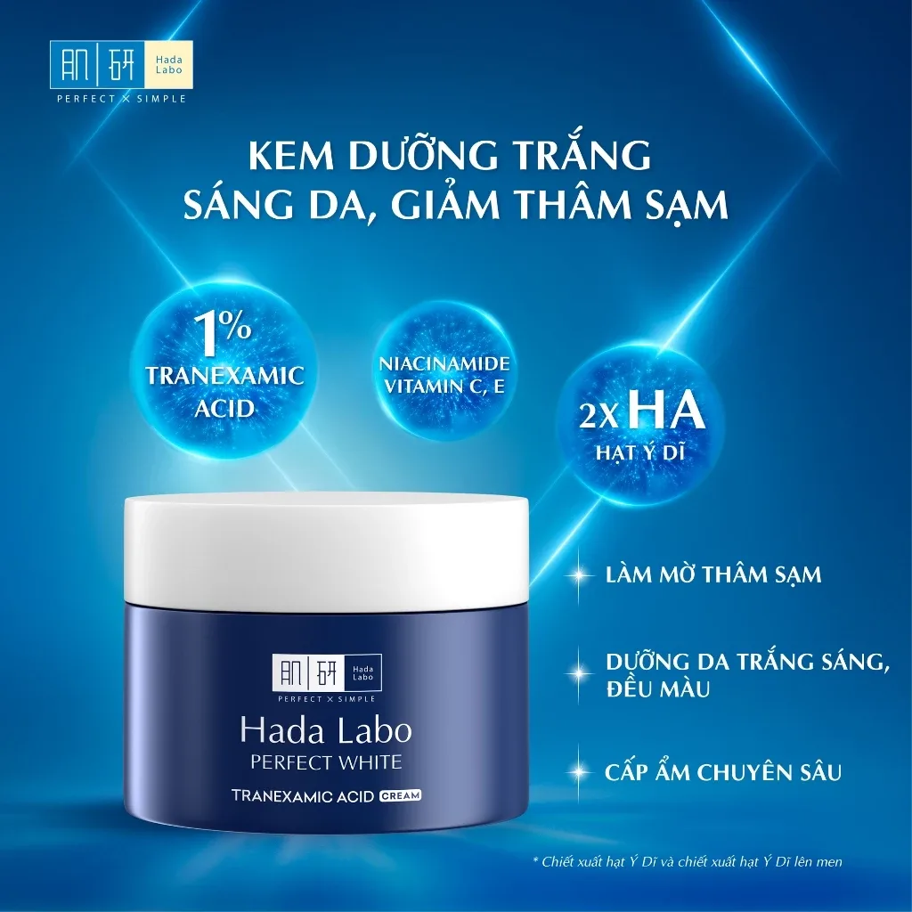 Kem Dưỡng Trắng Hada Labo Perfect White Tranexamic Acid Cream Khóa Ẩm Sáng Da Hỗ Trợ Mờ Thâm Sạm Cho Mọi Loại Da 50g 3