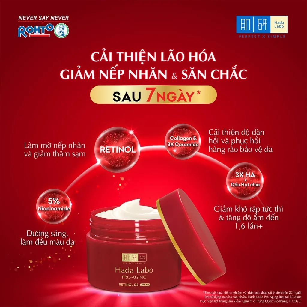 Kem Dưỡng Hada Labo Pro-Aging Retinol B3 Cream Hỗ Trợ Cải Thiện Lão Hóa Mờ Nếp Nhăn Săn Chắc Da 50g 3