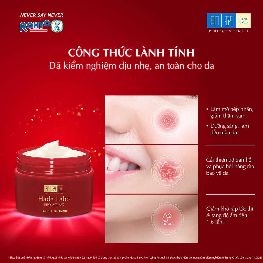 Kem Dưỡng Hada Labo Pro-Aging Retinol B3 Cream Hỗ Trợ Cải Thiện Lão Hóa Mờ Nếp Nhăn Săn Chắc Da 50g 4