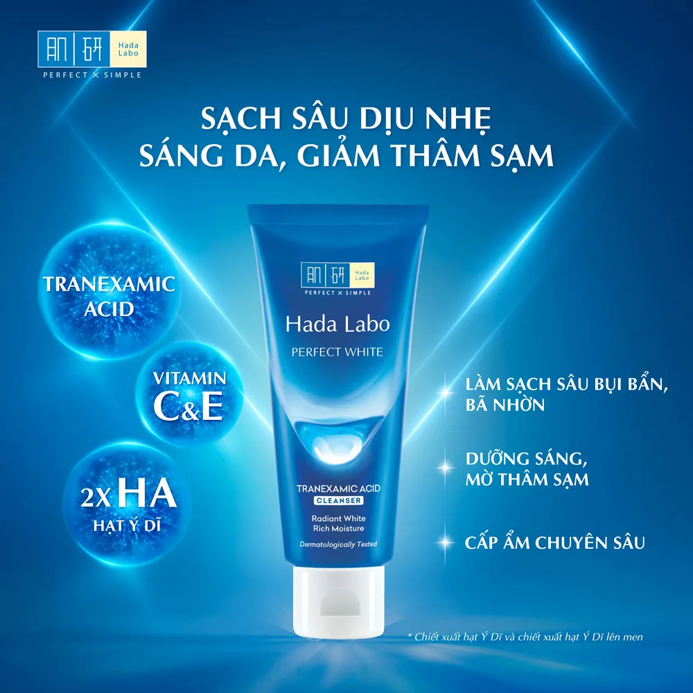 Sữa Rửa Mặt Hada Labo Perfect White Tranexamic Acid Dưỡng Sáng Hỗ Trợ Làm Mờ Thâm Sạm Cho Mọi Loại Da 80g 2