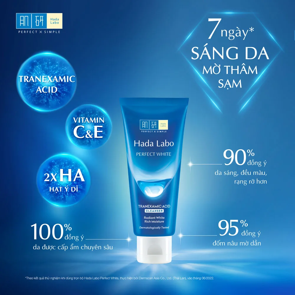 Sữa Rửa Mặt Hada Labo Perfect White Tranexamic Acid Dưỡng Sáng Hỗ Trợ Làm Mờ Thâm Sạm Cho Mọi Loại Da 80g 3