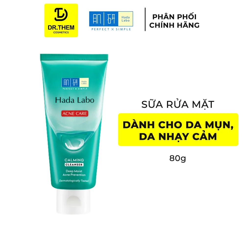 Sữa Rửa Mặt Hada Labo Acne Care Calming Cleanser Làm Sạch Dịu Nhẹ Ngừa Mụn Cho Da Dầu Mụn Da Nhạy Cảm 80g