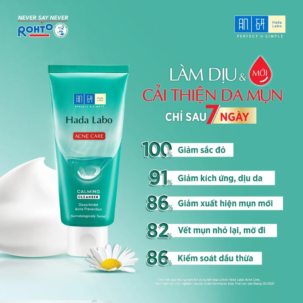Sữa Rửa Mặt Hada Labo Acne Care Calming Cleanser Làm Sạch Dịu Nhẹ Ngừa Mụn Cho Da Dầu Mụn Da Nhạy Cảm 80g 2