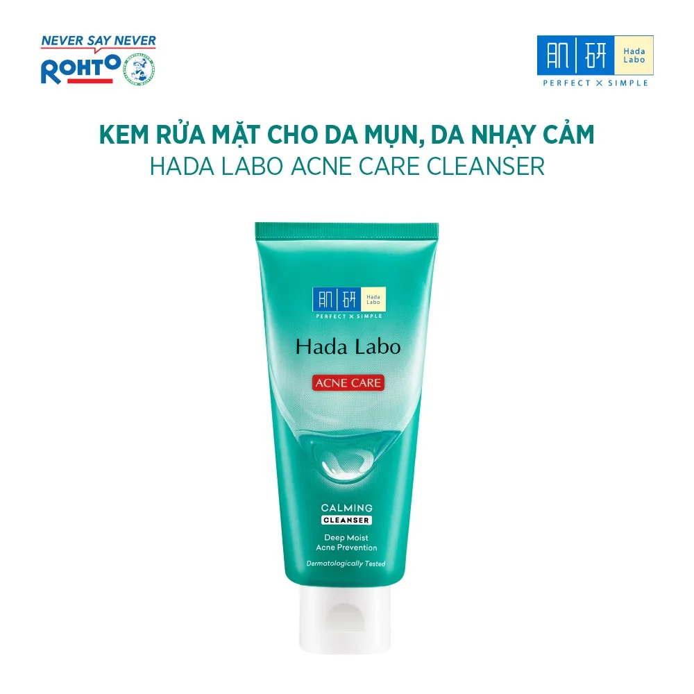 Sữa Rửa Mặt Hada Labo Acne Care Calming Cleanser Làm Sạch Dịu Nhẹ Ngừa Mụn Cho Da Dầu Mụn Da Nhạy Cảm 80g 3
