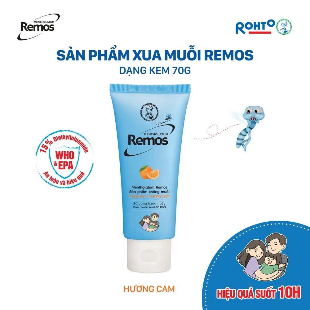 Kem Chống Muỗi Rohto Remos Picaridin Và Tinh Dầu Thiên Nhiên Xua Đuổi Muỗi Côn Trùng Cho Bé Và Người Lớn 70g 3