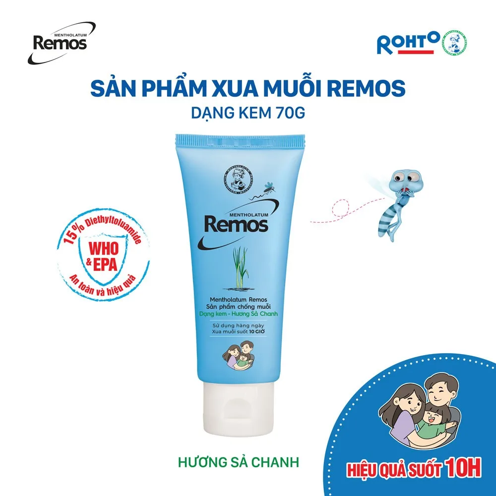 Kem Chống Muỗi Rohto Remos Picaridin Và Tinh Dầu Thiên Nhiên Xua Đuổi Muỗi Côn Trùng Cho Bé Và Người Lớn 70g 5