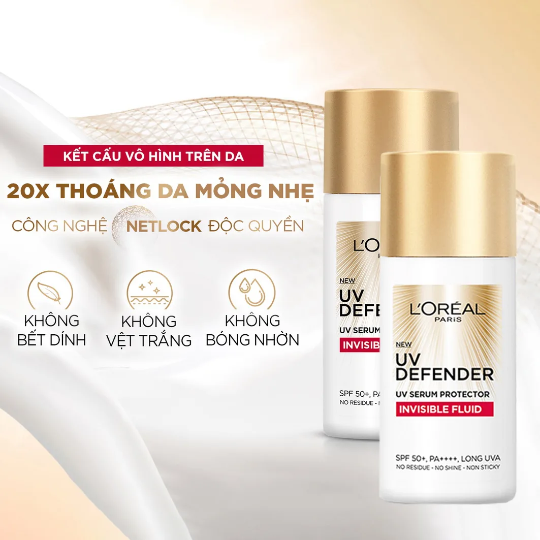 Kem Chống Nắng L'Oreal Paris UV Defender SPF50+ PA++++ Bảo Vệ Da Kiềm Dầu Mỏng Nhẹ Không Vệt Trắng 30ml/50ml 2