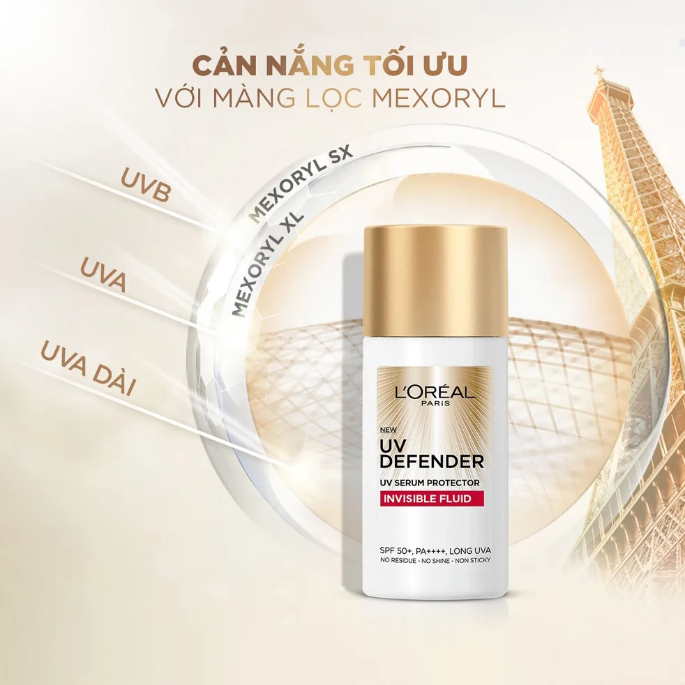 Kem Chống Nắng L'Oreal Paris UV Defender SPF50+ PA++++ Bảo Vệ Da Kiềm Dầu Mỏng Nhẹ Không Vệt Trắng 30ml/50ml 3