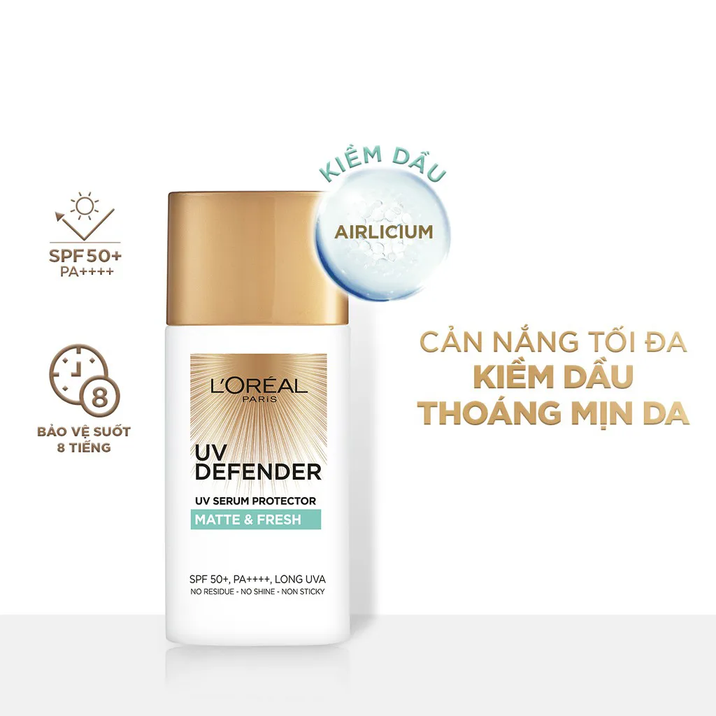 Kem Chống Nắng L'Oreal Paris UV Defender SPF50+ PA++++ Bảo Vệ Da Kiềm Dầu Mỏng Nhẹ Không Vệt Trắng 30ml/50ml 4