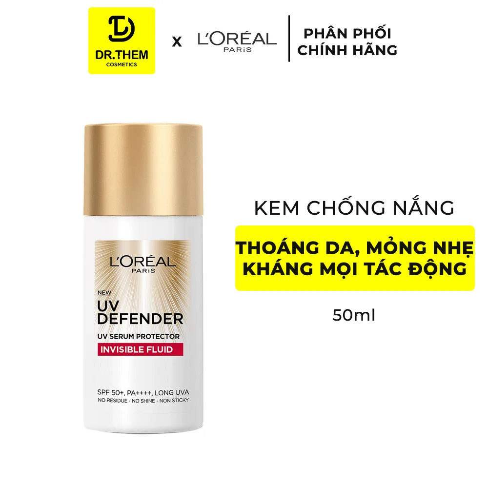 Kem Chống Nắng L'Oreal Paris UV Defender SPF50+ PA++++ Bảo Vệ Da Kiềm Dầu Mỏng Nhẹ Không Vệt Trắng 30ml/50ml 6